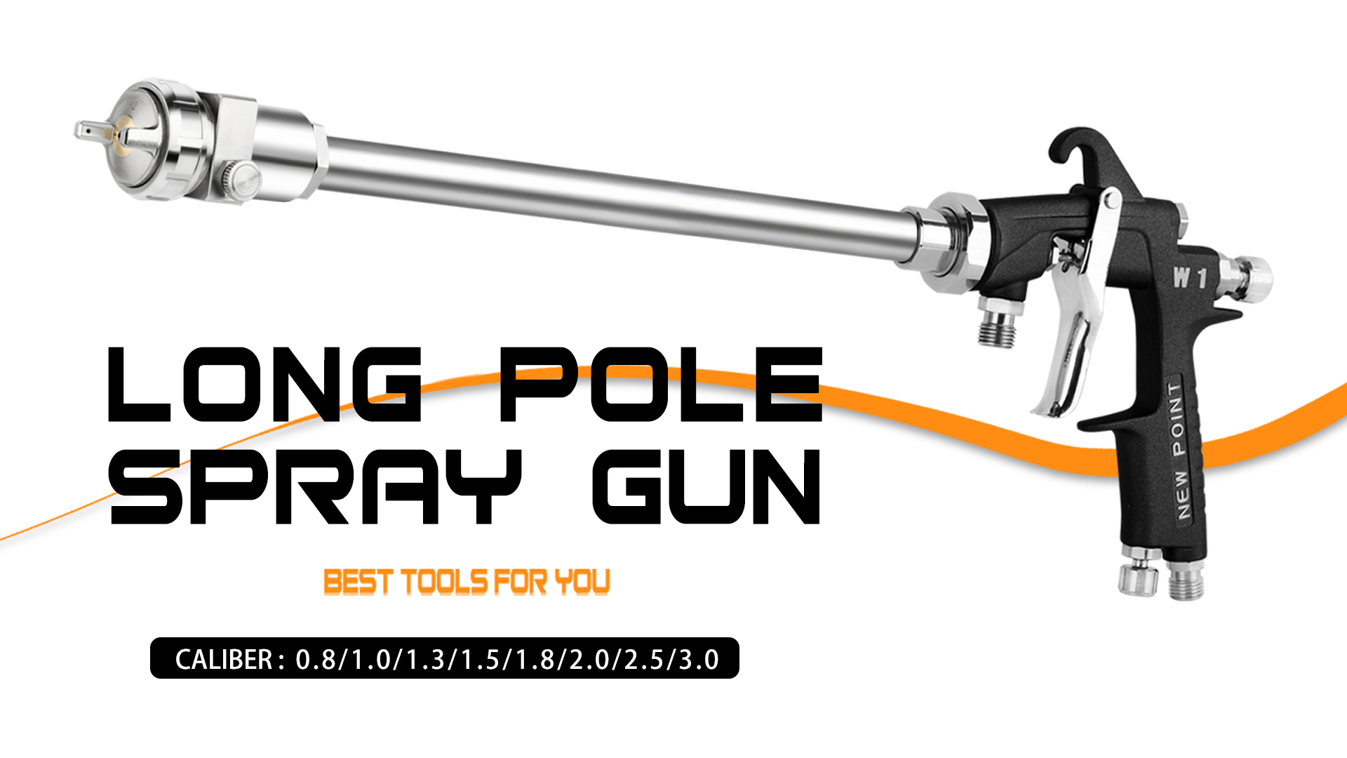HVLP spray gun with long extension wand attachment