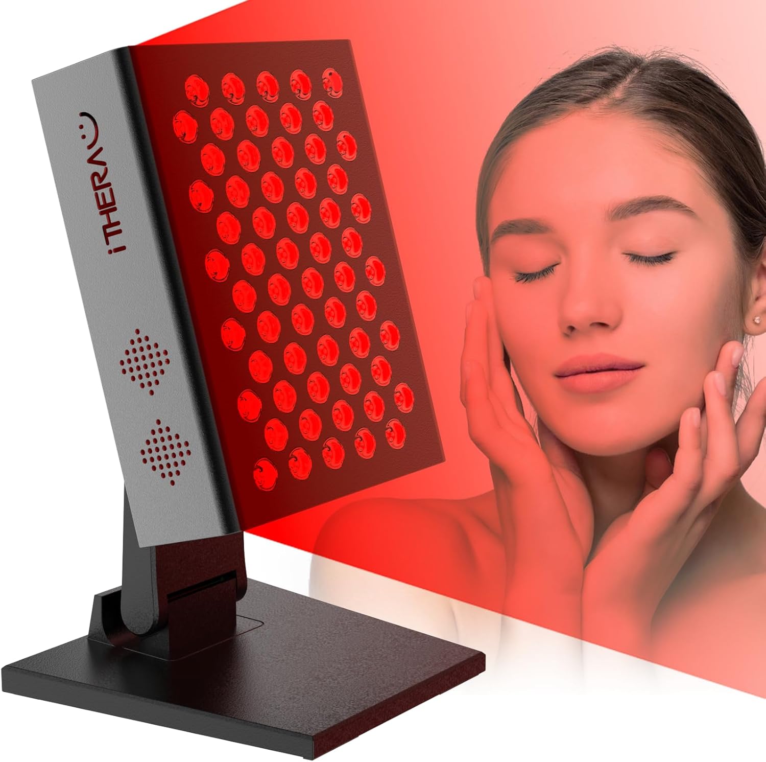 ITHERAU Lampada a luce rossa per il viso, lampada a luce rossa per il