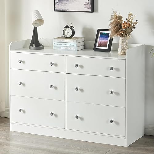 Cómoda con 6 cajones, cómoda moderna para dormitorio, vestido de almacenamiento para sala de estar, pasillo, entrada, habitación del bebé, mesa de