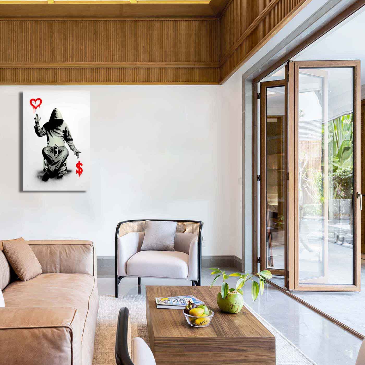 Kunstbruder, Druck Auf Leinwand Banksy Graffiti - Bild I Love My Life
