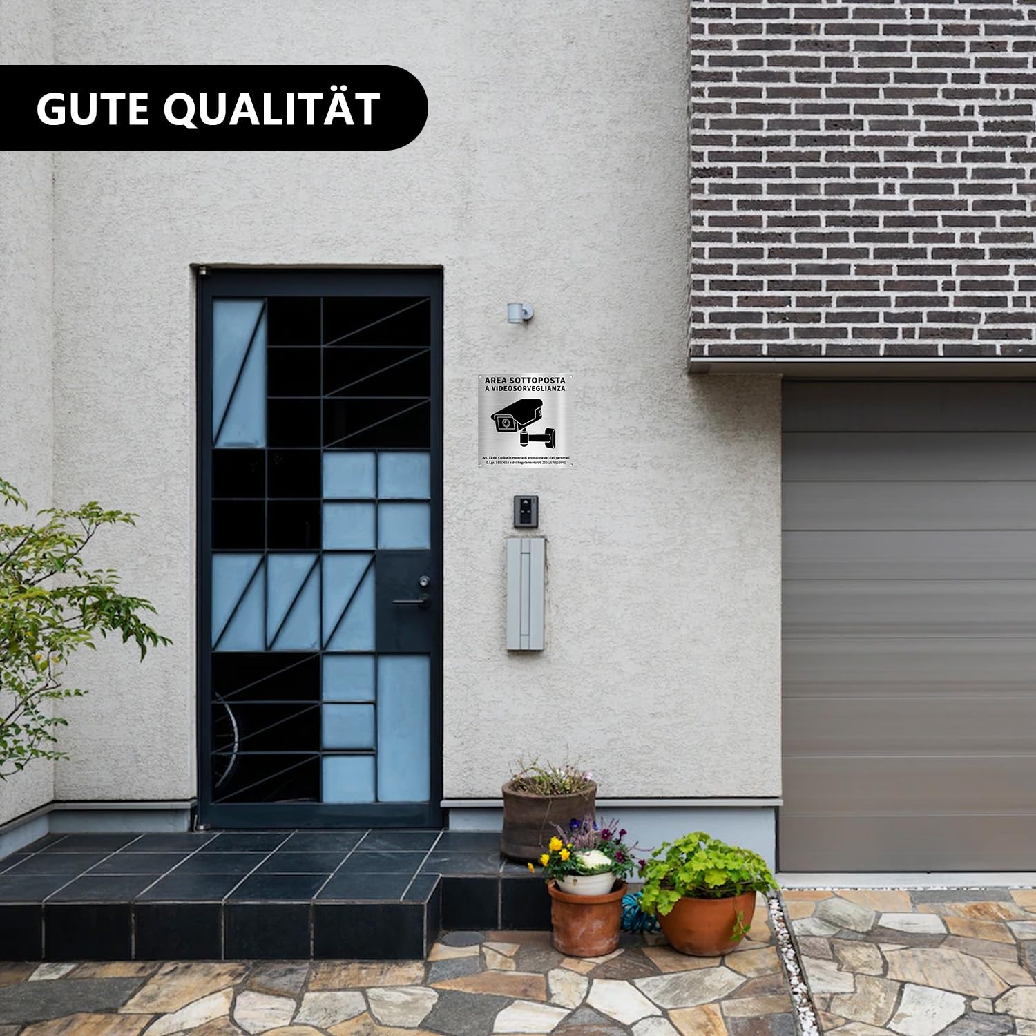 PATRICHOR Aluminium Videoüberwachungsschild, 4 Stück, 15 x 15 cm, mit GDPR-Hinweis, für Haus und Geschäft, Innen- und Außenbereich, robust und langlebig