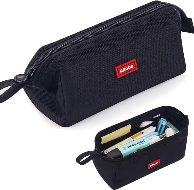 Large Pencil Case Big Capacity Pencil Bag Portable Pencil Case School Supplies Suitable for Middle High School College Students Girls Boys Teen Storage Organizer Gift (Black)