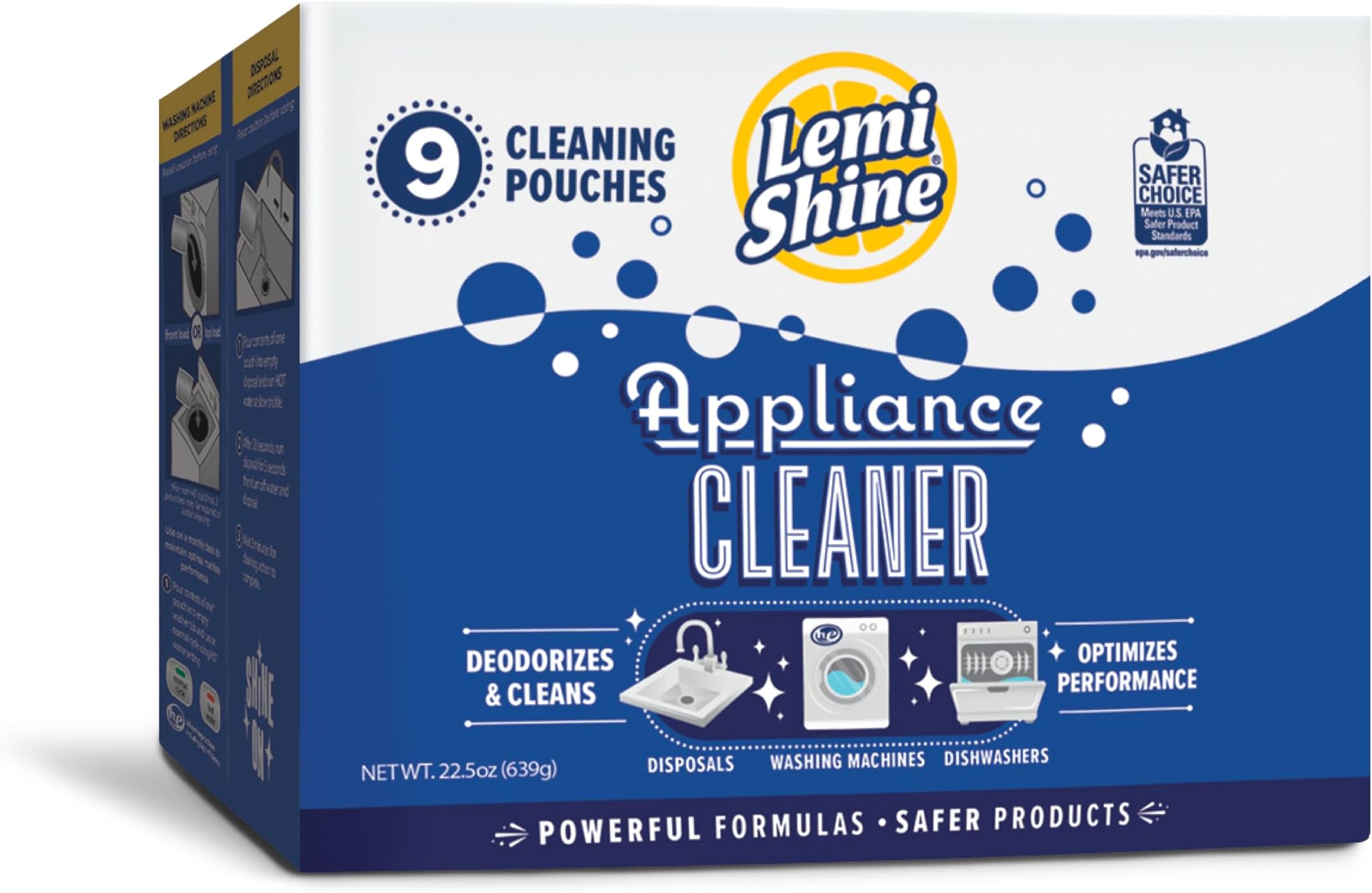 Appliance Cleaner & Deodorizer - Dishwasher, Washing Machine, and Garbage Disposal Citric Acid Cleaner - 22.5 oz (9 Pack)