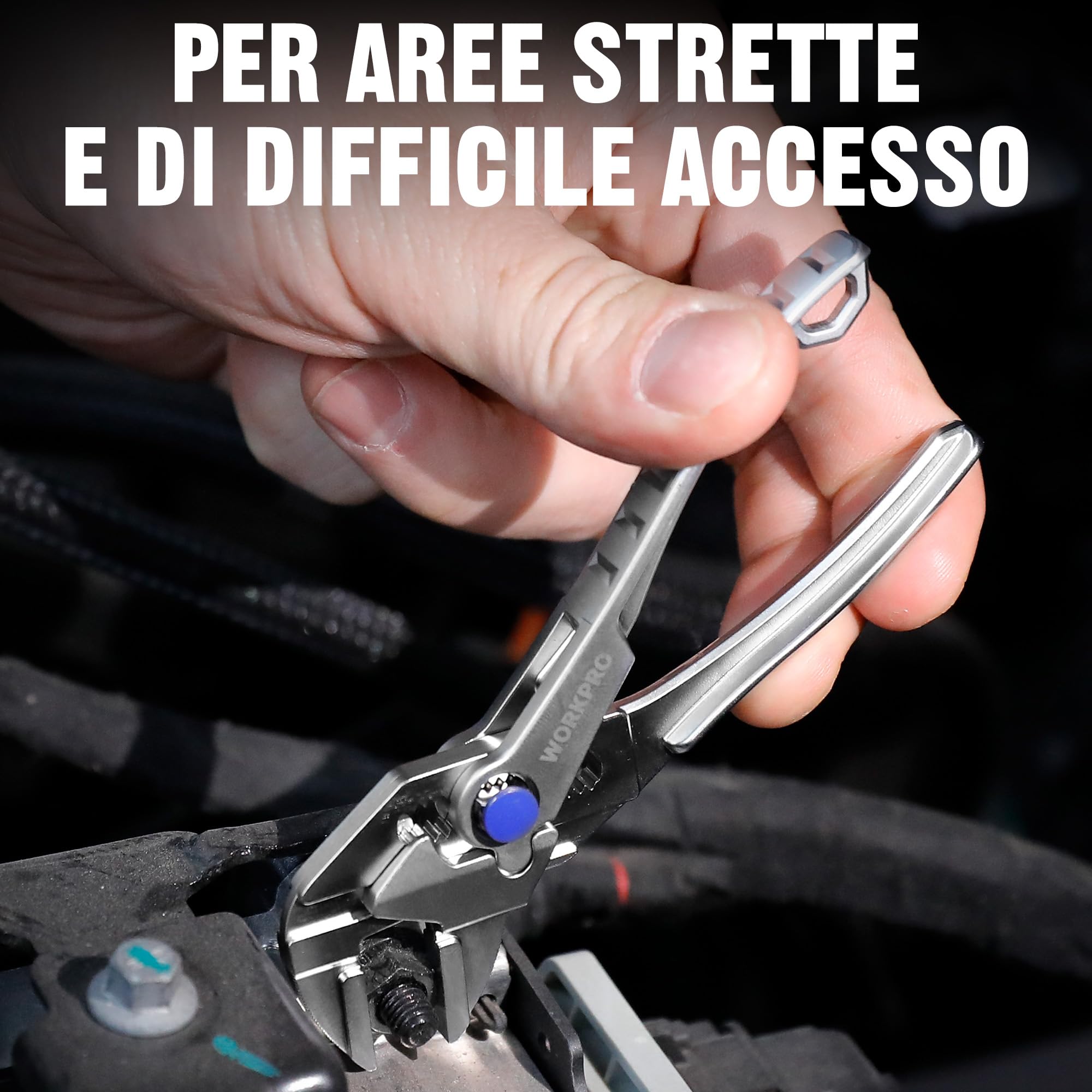WORKPRO Mini Pinza Chiave da 100 mm, Chiave Regolabile ad Alta Resistenza, Morso Parallelo, Apertura Massima 20 mm, Strumento EDC Compatto per Spazi Ristretti, Argento