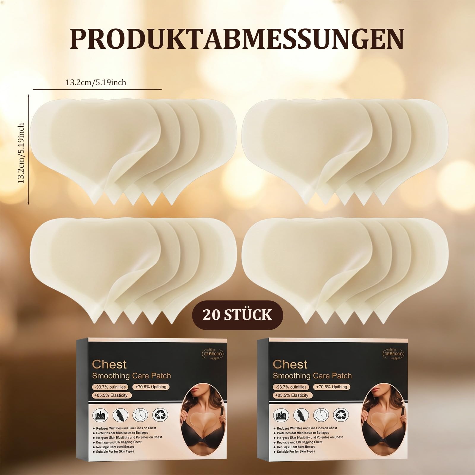 20 Stück Dekoltee Pads Antifalten, Brustpads Dekoltee Pad, Decollete Pads Antifalten Bekämpfung von Brustfalten