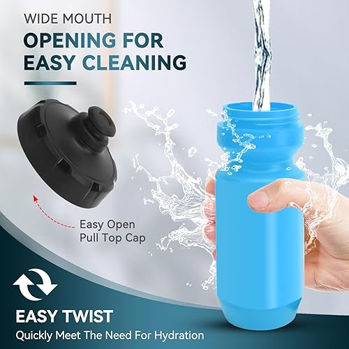 Miniatura 3 de Botella de agua para bicicleta, botella exprimible de 21.3 onzas líquidas, para todos los deportes y ciclismo, botella de agua para correr, botellas