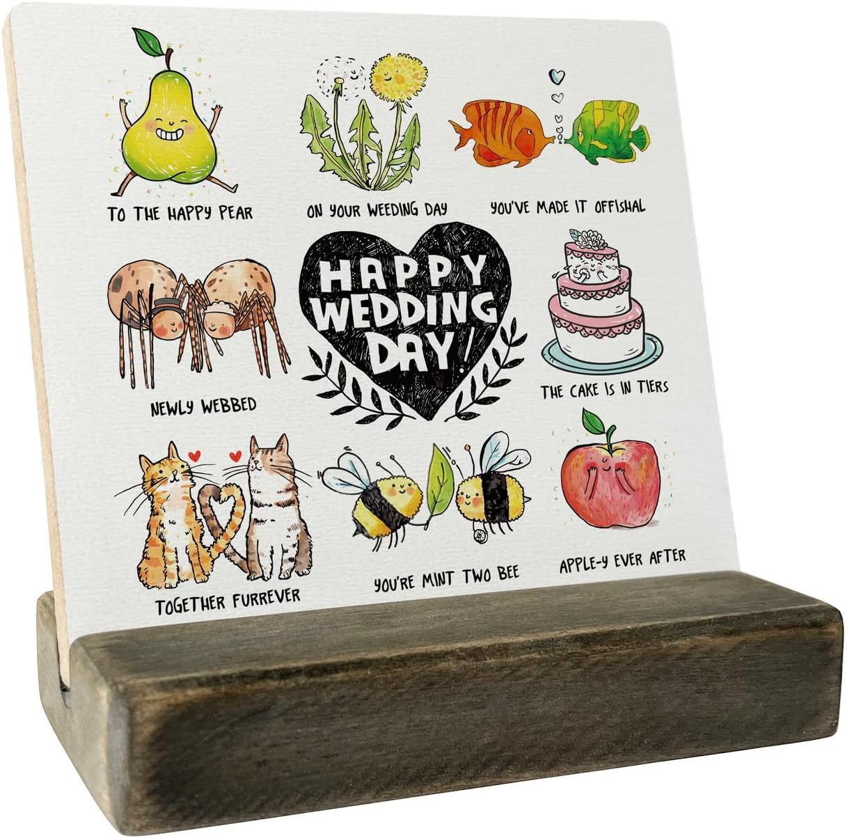 Funny Wedding Theme Wood Plaque Gift, Happy Wedding Day