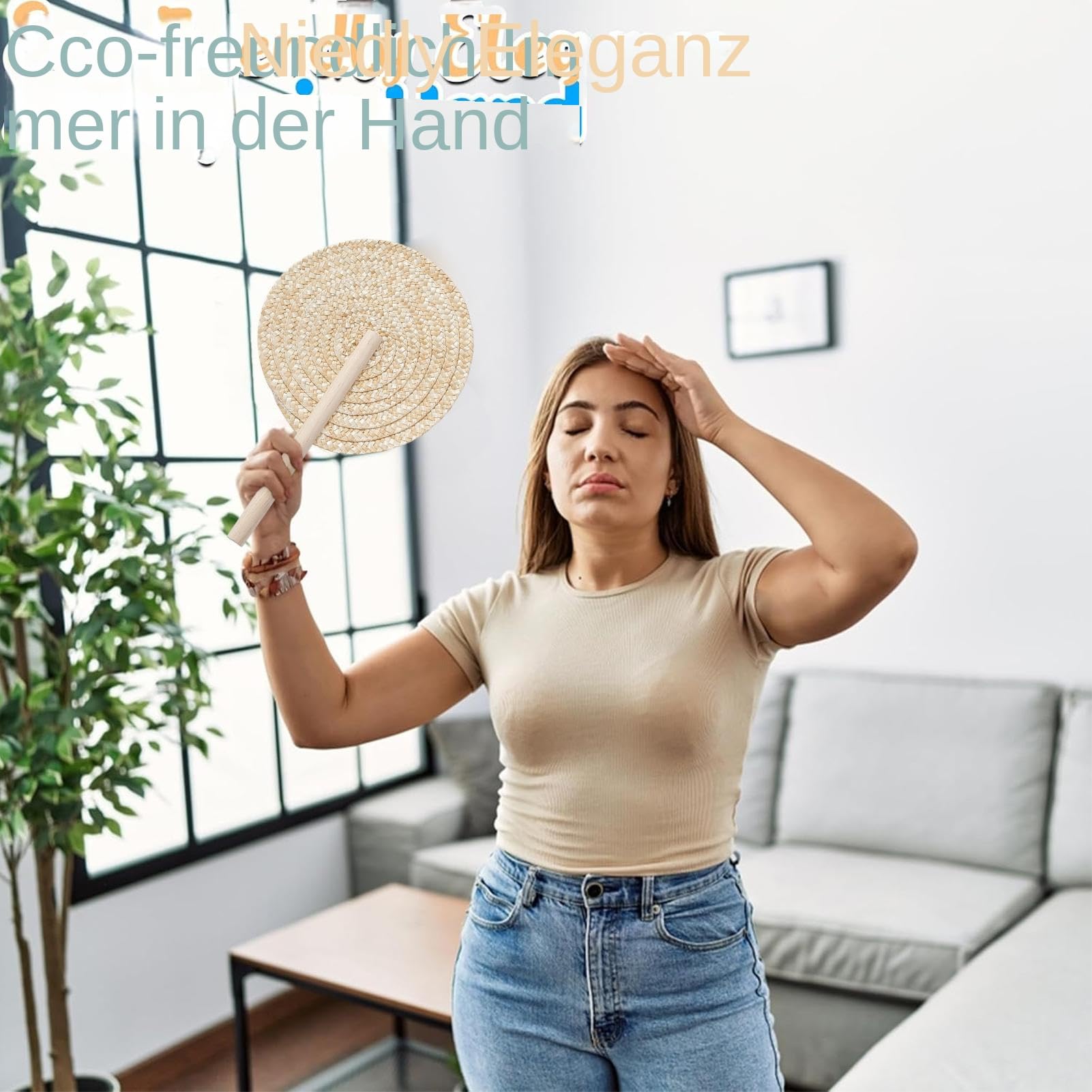 Generisch Wachlarze z liści palmowych, 6 sztuk przenośnych wachlarzy weselnych Raffia, styl boho, naturalne prezenty ślubne, rustykalna dekoracja mieszkania, na święta, urodziny, uroczystości, do domu