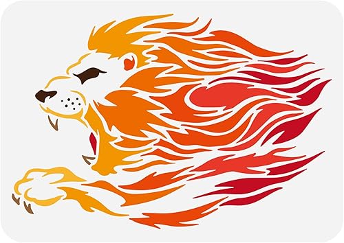 FINGERINSPIRE Plantilla de plantilla de cabeza de león de 8.3 x 11.7 pulgadas, plantilla de plantilla de león de plástico con patrón de cabeza de