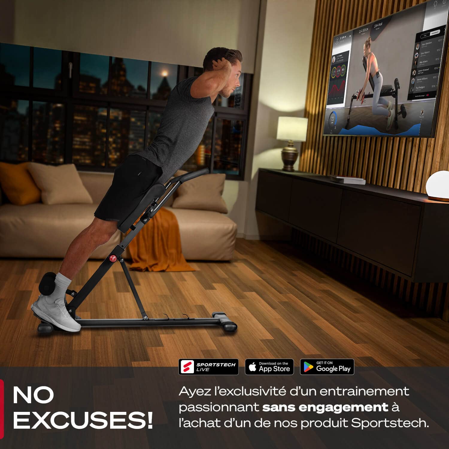 Sportstech BRT150 Entrenador de espalda y abdomen 6 en 1; ergonómico y ajustable; sistema único de bloqueo y fácil de plegar, diseño antideslizante, banco de pesas + fijación de piernas adaptable