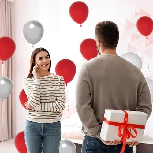 Miniatura 8 de Kit de guirnalda de globos rojos y blancos y plateados: 122 globos rojos y blancos, globos rojos y plateados, globos de graduación para cumpleaños