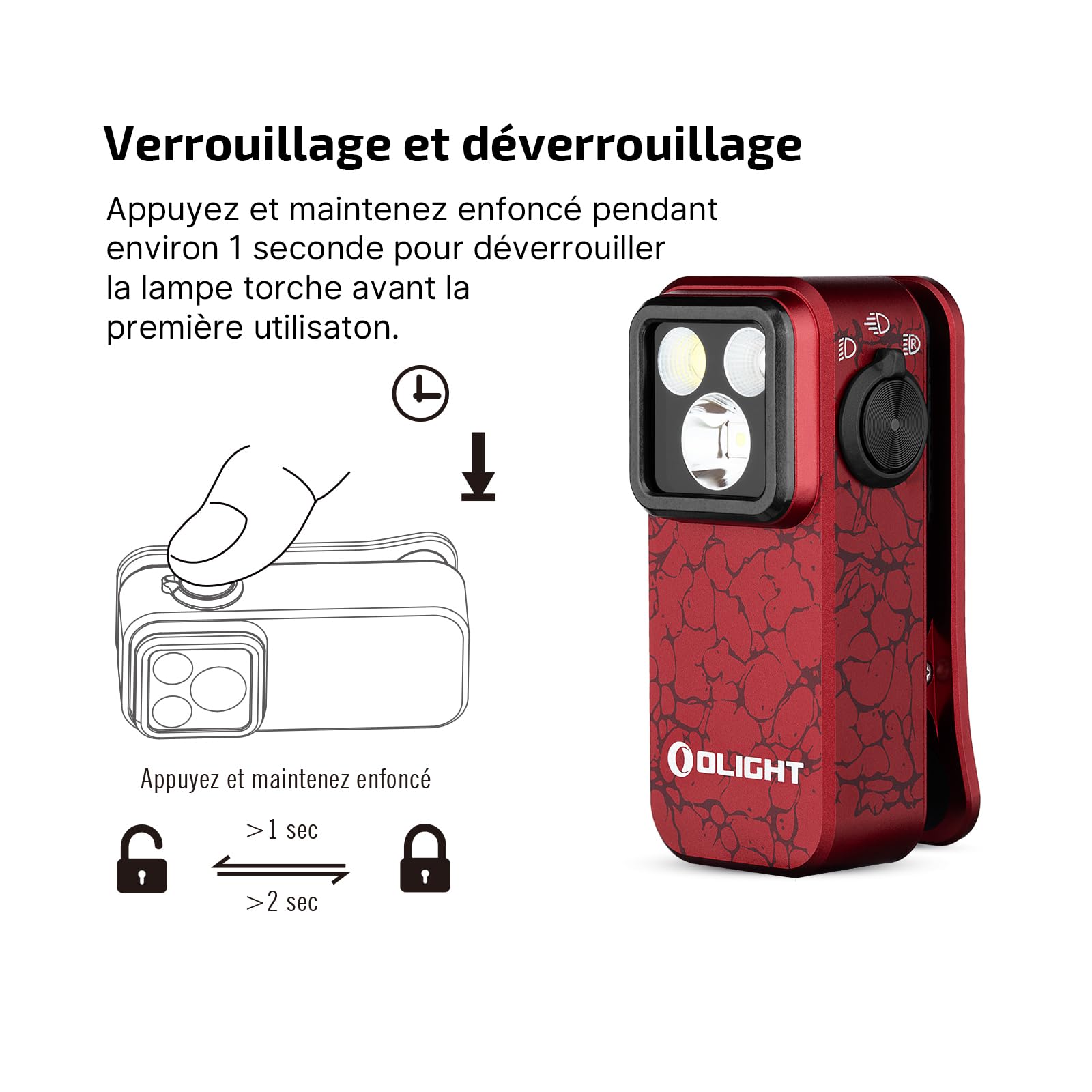 OLIGHT Oclip Pro Lampe de Poche EDC Miniature Rechargeable 500LM 120M