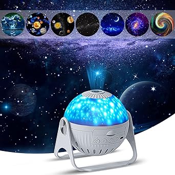 PIKFOS Planetarium Projector Star Galaxy Projector-6 in 1 Planetarium Constellation Projector ,360? Adjustable with Planets Nebulae Moon, Ceiling Projector for Kids Room Decor, Night Light Ambiance