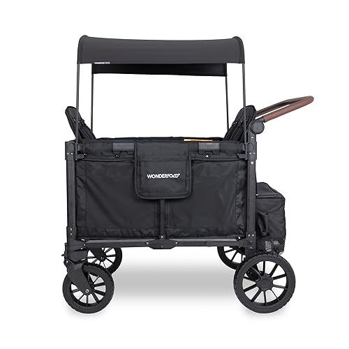 Miniatura 5 de WONDERFOLD W4 Luxe Pro Stroller Wagon (4 plazas)  Cochecito plegable con asientos con arneses de seguridad de 5 puntos y toldo ajustable para el
