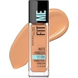 Fit Me Matte + Poreless Liquid Oil-Free Foundation Makeup, Warm Honey, 1 Count (Packaging May Vary)
