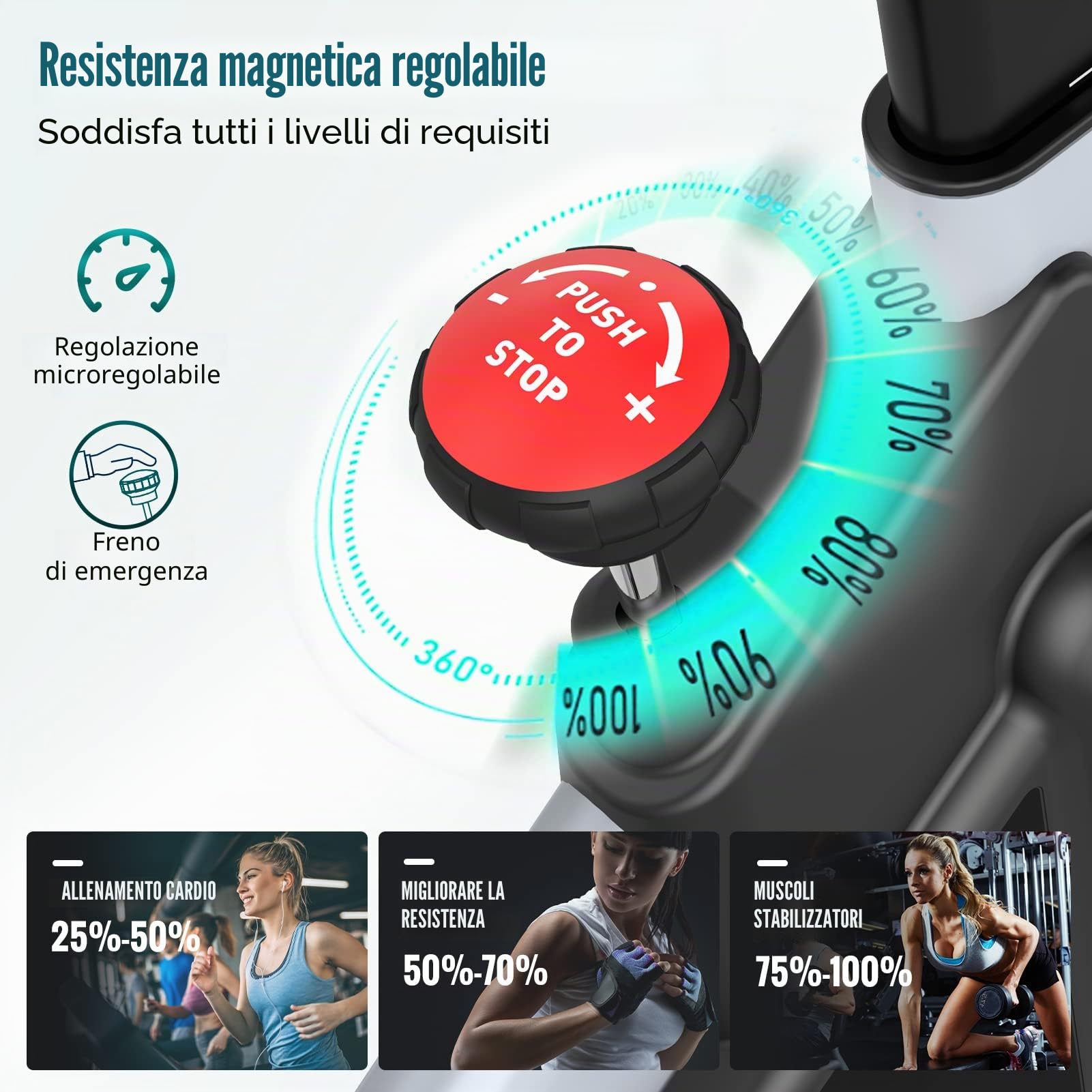 PASYOU Cyclette Magnetica Per Bici Da Casa Con Trasmissione a Cinghia Con Display RPM e Supporto Per Ipad - Capacità Di Peso 150 KG