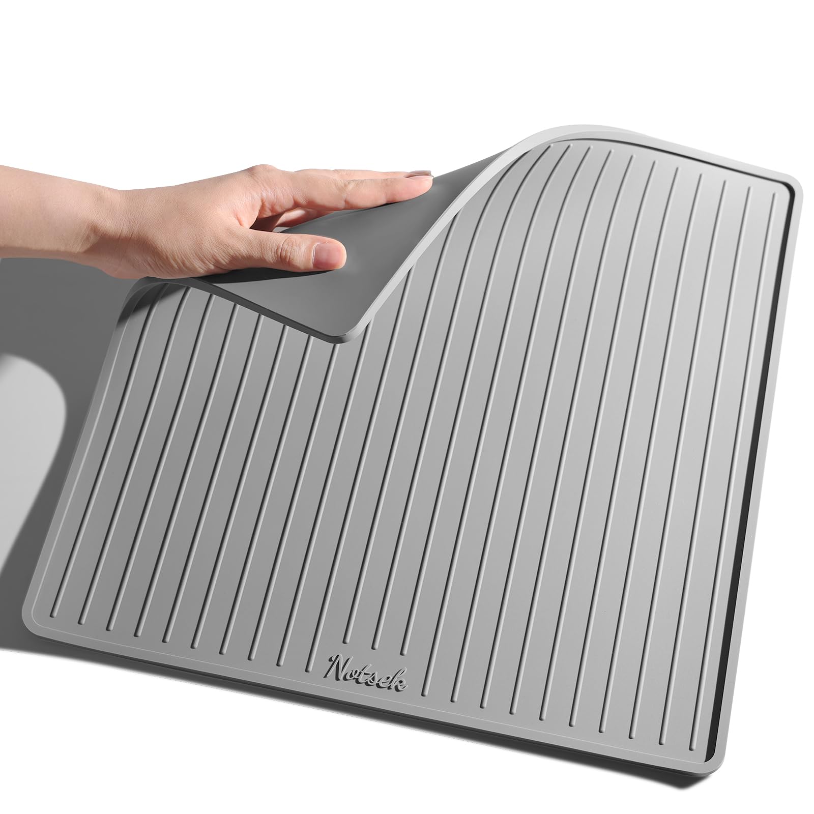Silicone Coffee Machine Mat for Sage 875/880 Grey, 35x35cm Small, 0.6cm Raised Lip Spill-Proof, Non Slip, Under Coffee Maker, Coffee Tamper Station Mat Counter Protector