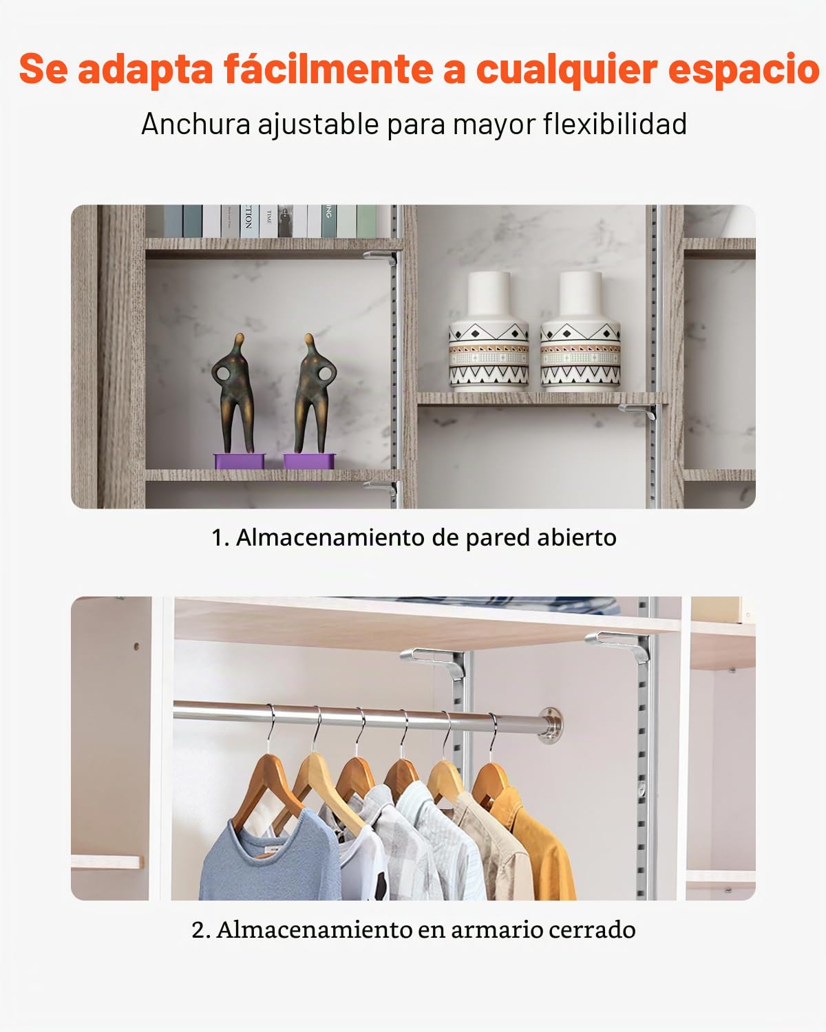 VEVOR 20 PCS Riel Horizontal para Estante de 1846 x 17 x 6,5 mm, Soportes Ajustables de Acero Inoxidable con 140 Tornillos Ideales para Estanterías de Pared, Armarios y Organización, Plata