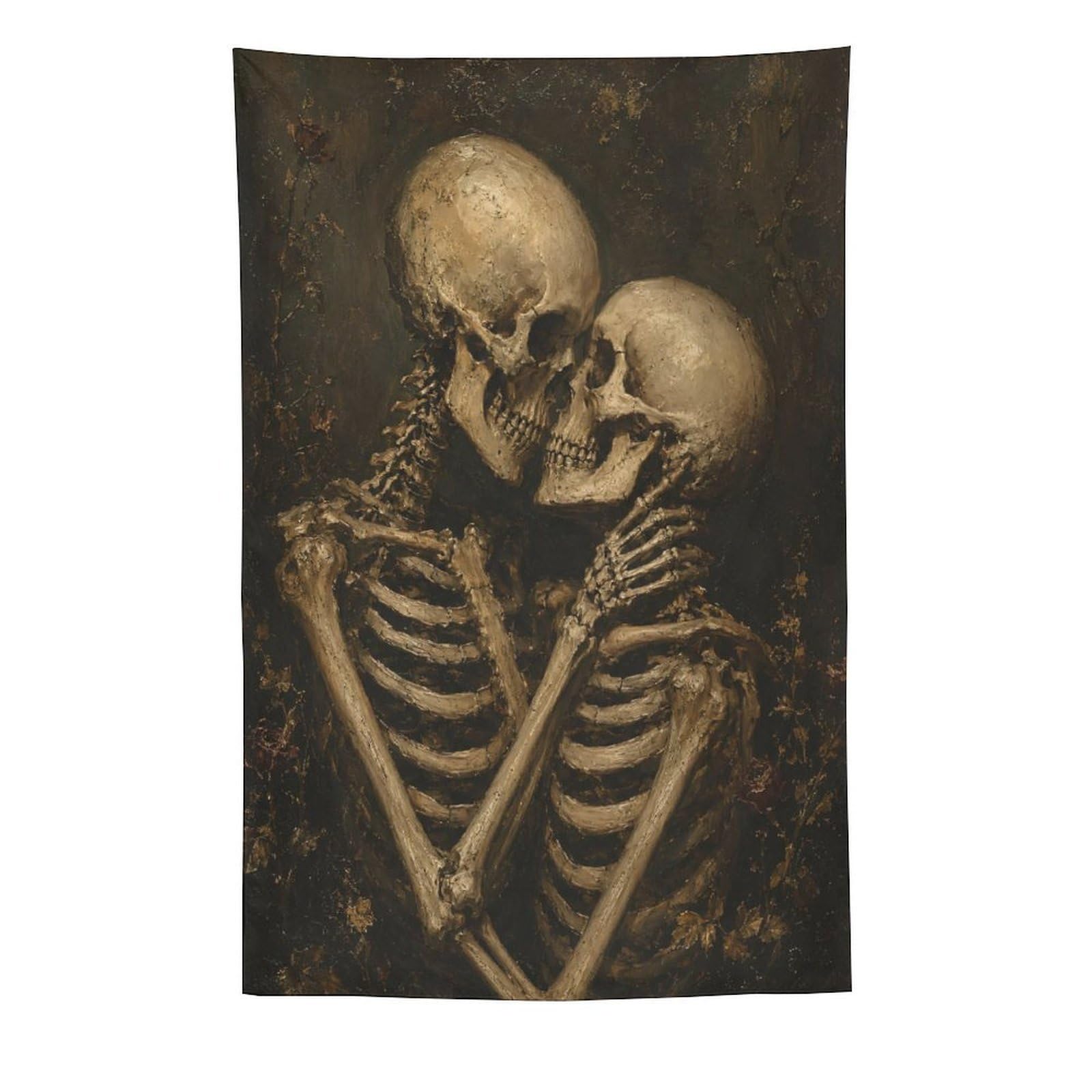 H3B8U2Y5 Skeleton Couple Embrace Portrait Wall Tapestry, Moonlit Field