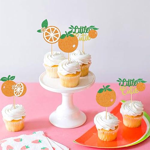 Miniatura 3 de Paquete de 24 adornos para cupcakes de frutas naranjas para cupcakes, cítricos y naranjas, decoración de pasteles de baby shower, suministros para