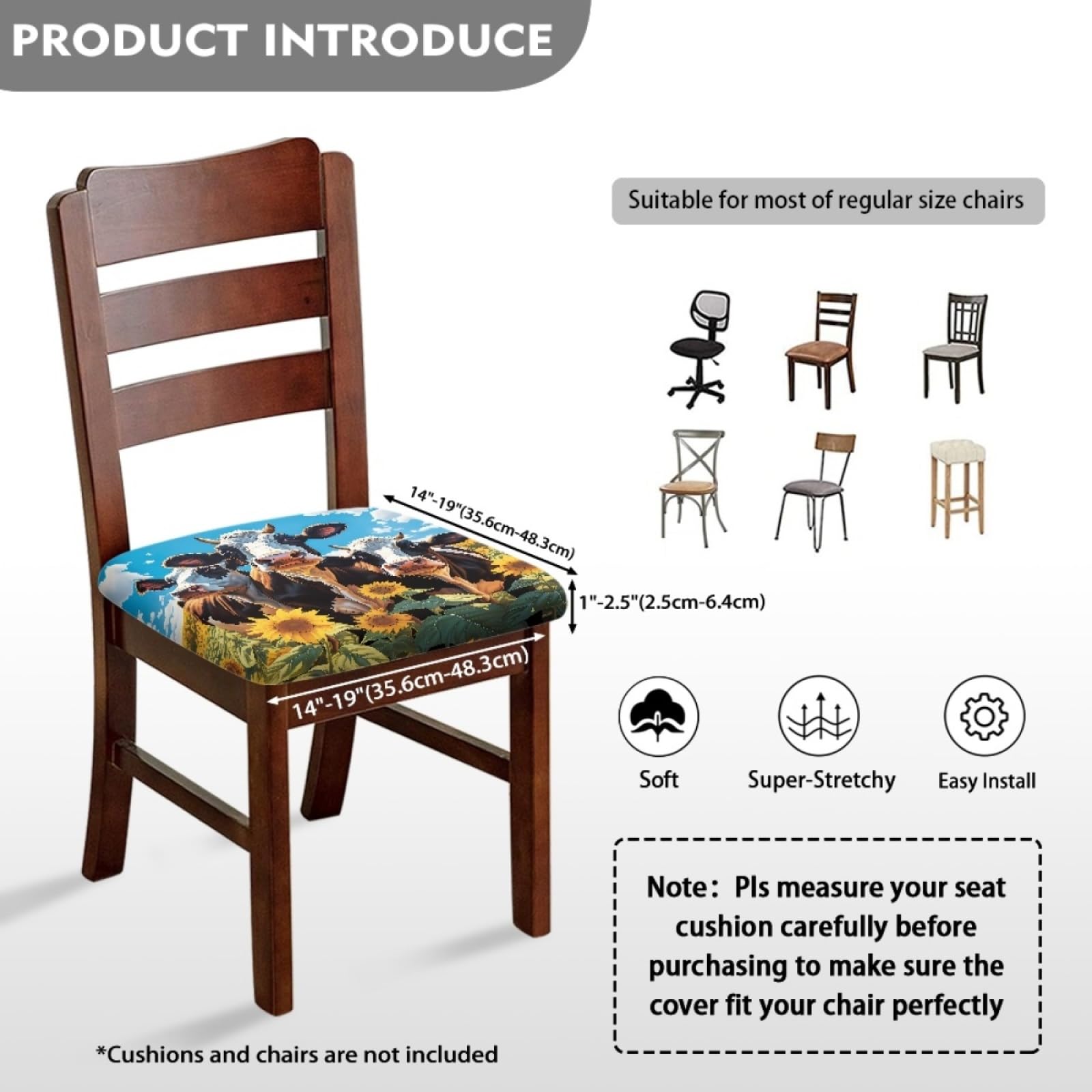Fundas Sillas Vaca Cojines para Sillas Comedor Elásticas, Funda De Silla Extraíbles Y Lavables, Protectores De Asiento para Banquetes, Cocinas, Fiestas.