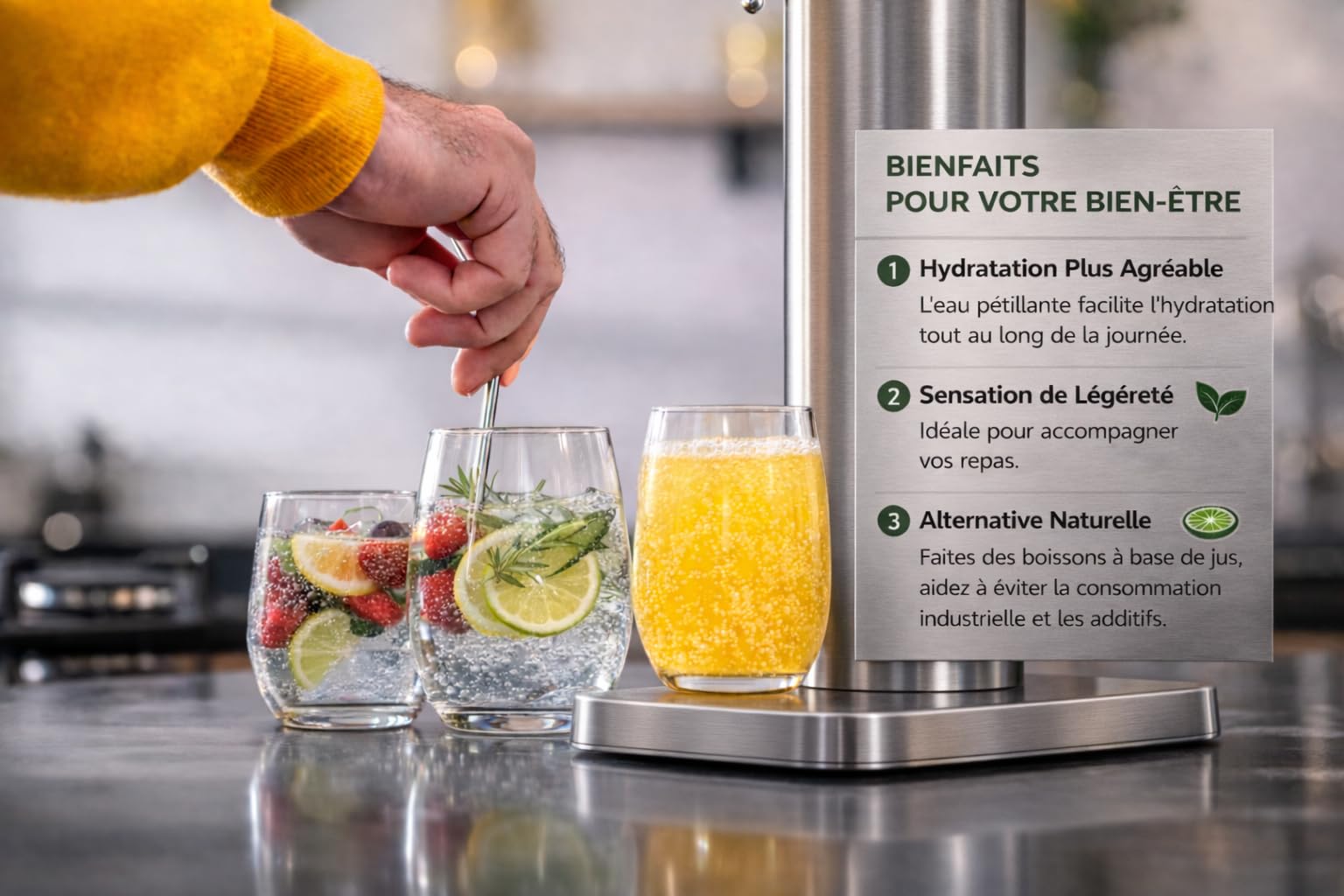 Machine à Gazéifier Mixte Fizz Club Fusion pour Eau et boissons en acero inoxidable