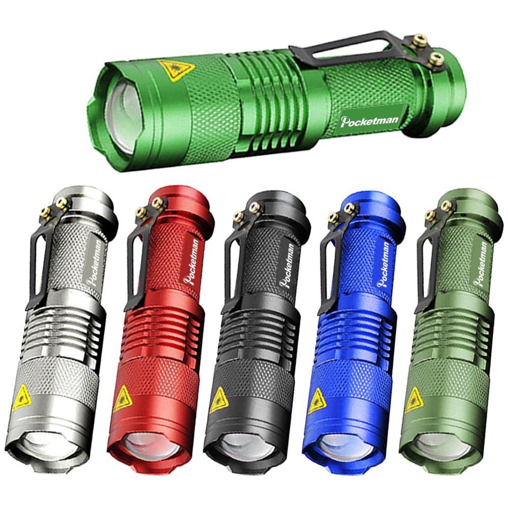 Pocketman Pack of 6, 7W 300LM SK-68 3 Modes Mini LED Flashlight Torch Tactical Lamp