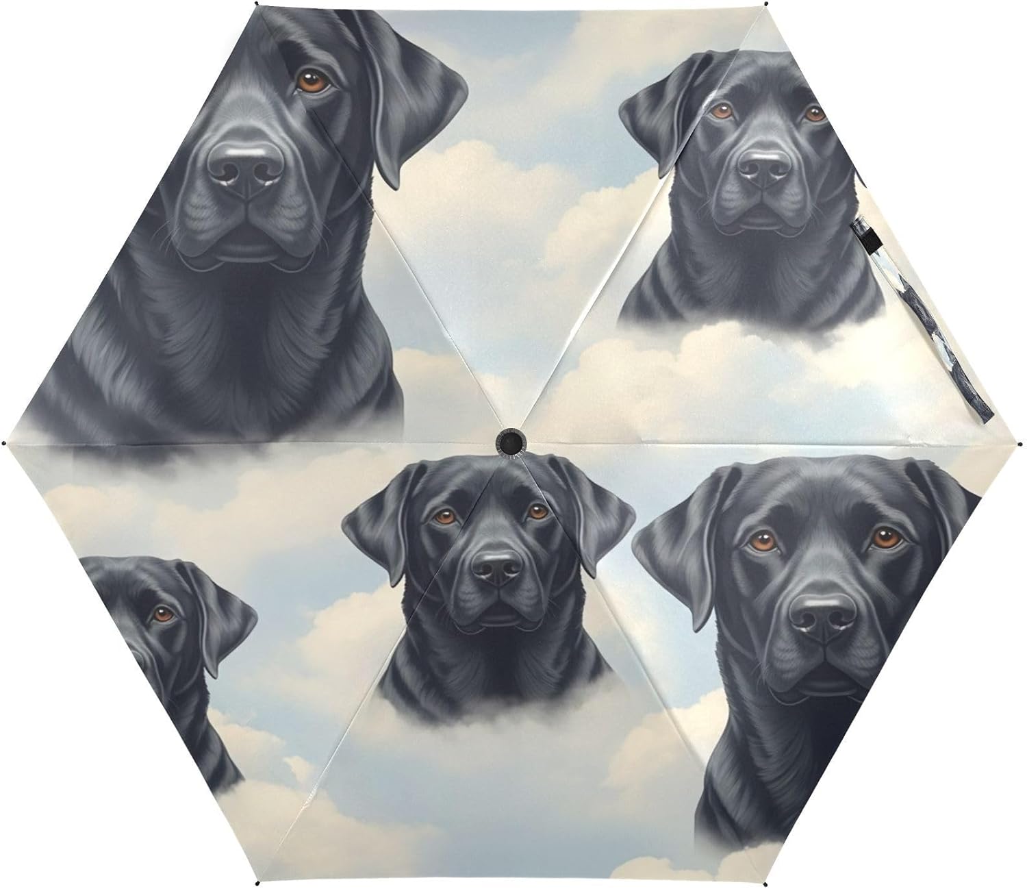 Compact Umbrella, Lightweight Durable Upf Umbrella for Women, Travel Umbrellas for Sun, Black Labradors Cloudy Sky