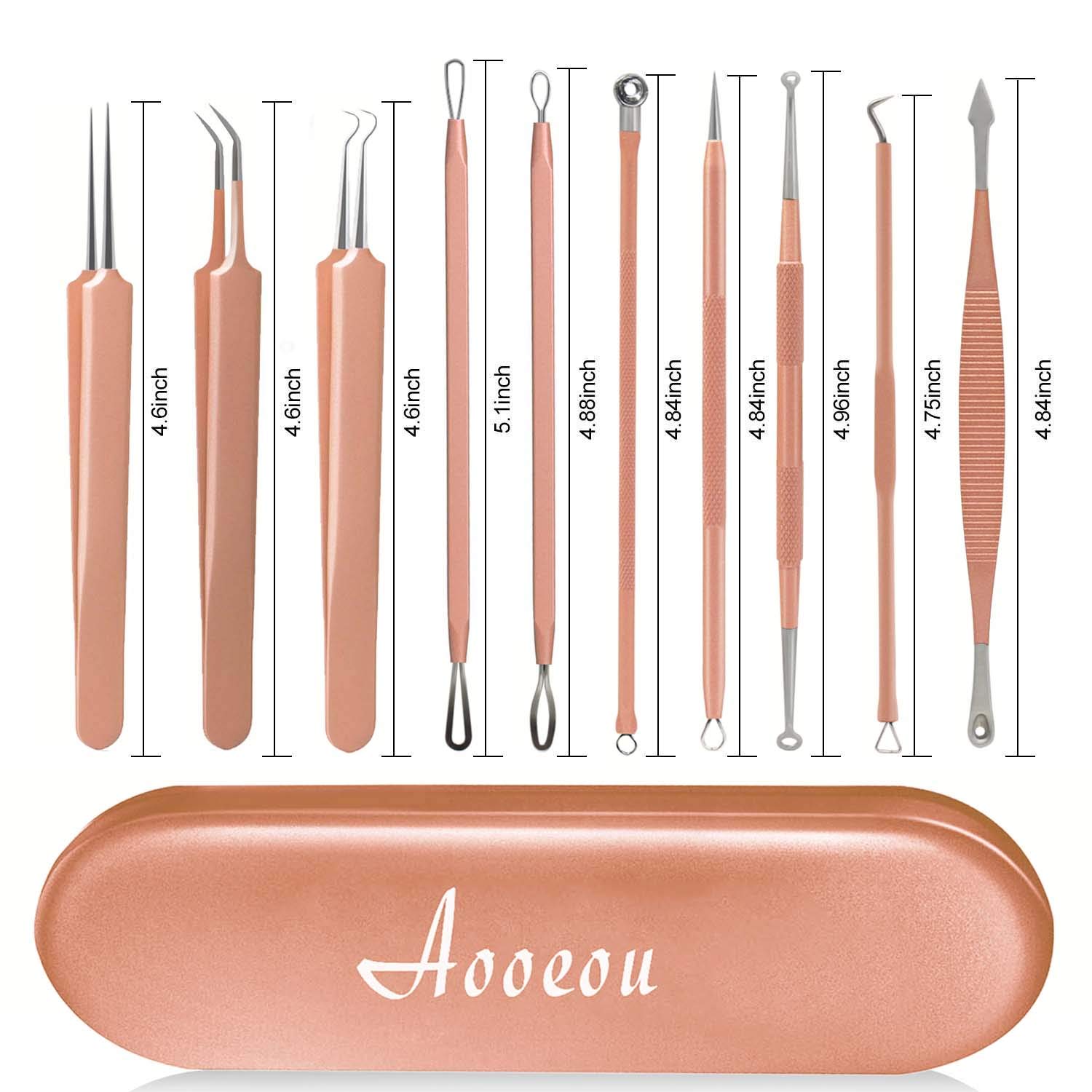 10 PCS Blackhead Remover Tool Kit, Aooeou Professional Stainless Steel Pimple Popper Tool Treatment for Blemish, Whitehead Popping, Zit Removing for Nose Face : Beauty & Personal Care