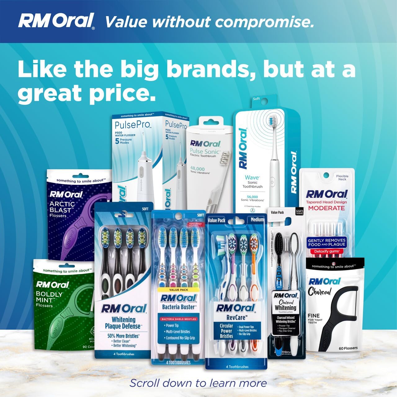 RM Oral Whitening Plaque Defense Soft Toothbrush, Spiral Bristles for Superb Whitening,Power Tips for Removing Plaque, Tongue & Cheek Cleaner Fights Bad Breath, 1 Count
