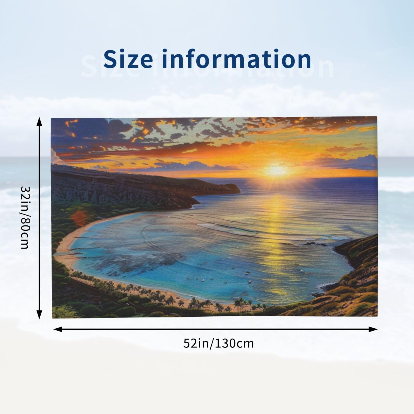 DCEHGEW Sunrise Over Hanauma Bay Oahu Hawaii Printed Microfiber Bath Towels 52x32 Inch, Highly Absorbant Beach Towel Bath Sheets for Bathroom Travel Hotel Spa