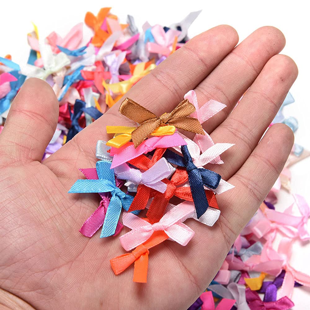 FavoritBow Lot De 300 Mini Nœuds En Ruban De Satin Pour Travaux Manuels, Loisirs Créatifs, Fabrication De Cartes, Scrapbooking, Décoration De Mariage Et Boîte Cadeau (mini Nœuds Multicolores Foncés