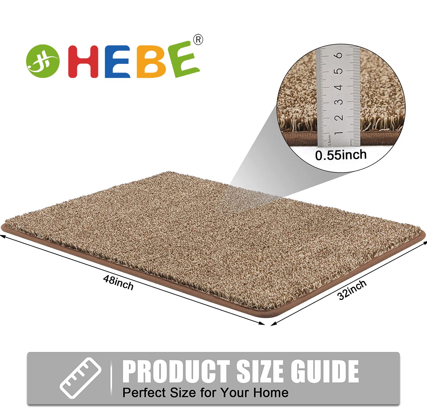 HEBE Indoor Outdoor Doormat 32"x48" Soft Absorbent Inside Door Mat Front Doormats Low Profile Muddy Mats for Dogs Entrance Non Slip Welcome Doormats for Entryway Kitchen Laundry Room