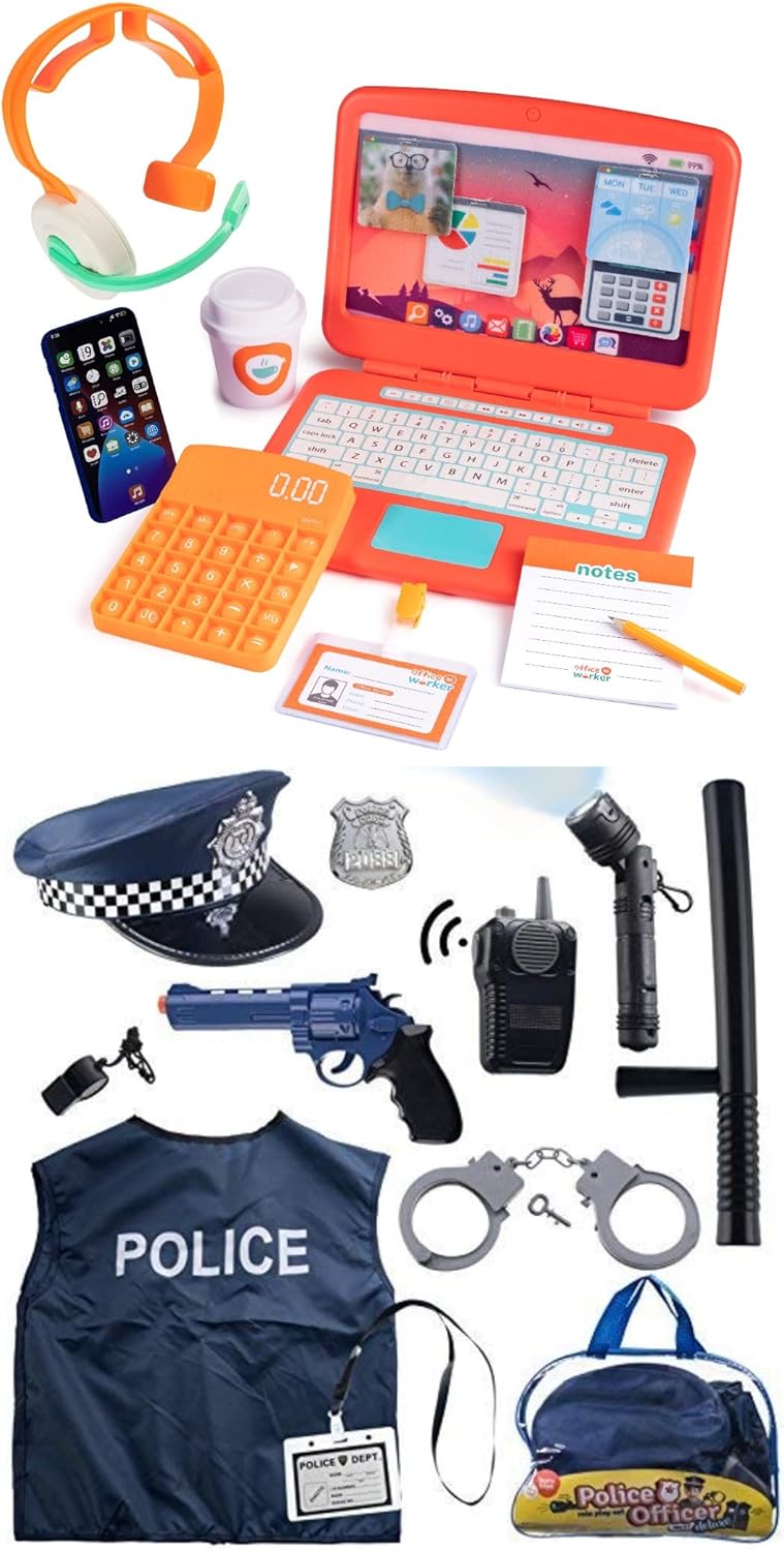 Born Toys Pretend Play Office Set and Police Costume for