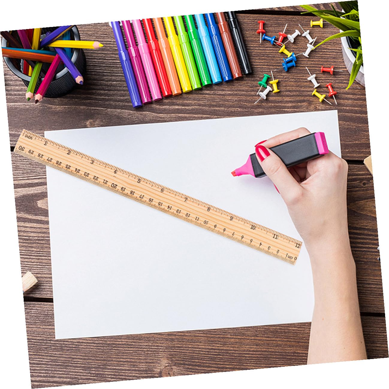 Gadpiparty 72 Piezas Regla de Madera Doble Regla Pequeña para Medición Precisa para Dibujo y Escuela