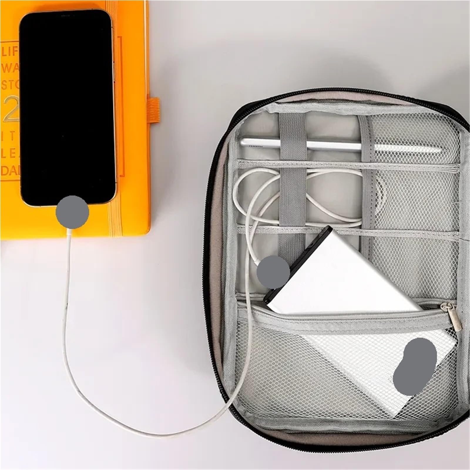 Kabel-Organisationstasche 2PCS Elektronik Organizer Reise Elektronische Zubehör Fall Tragbare Kabel Lagerung Tasche Für-Stick SD Karte Tablet Ladegerät(Light Yellow)