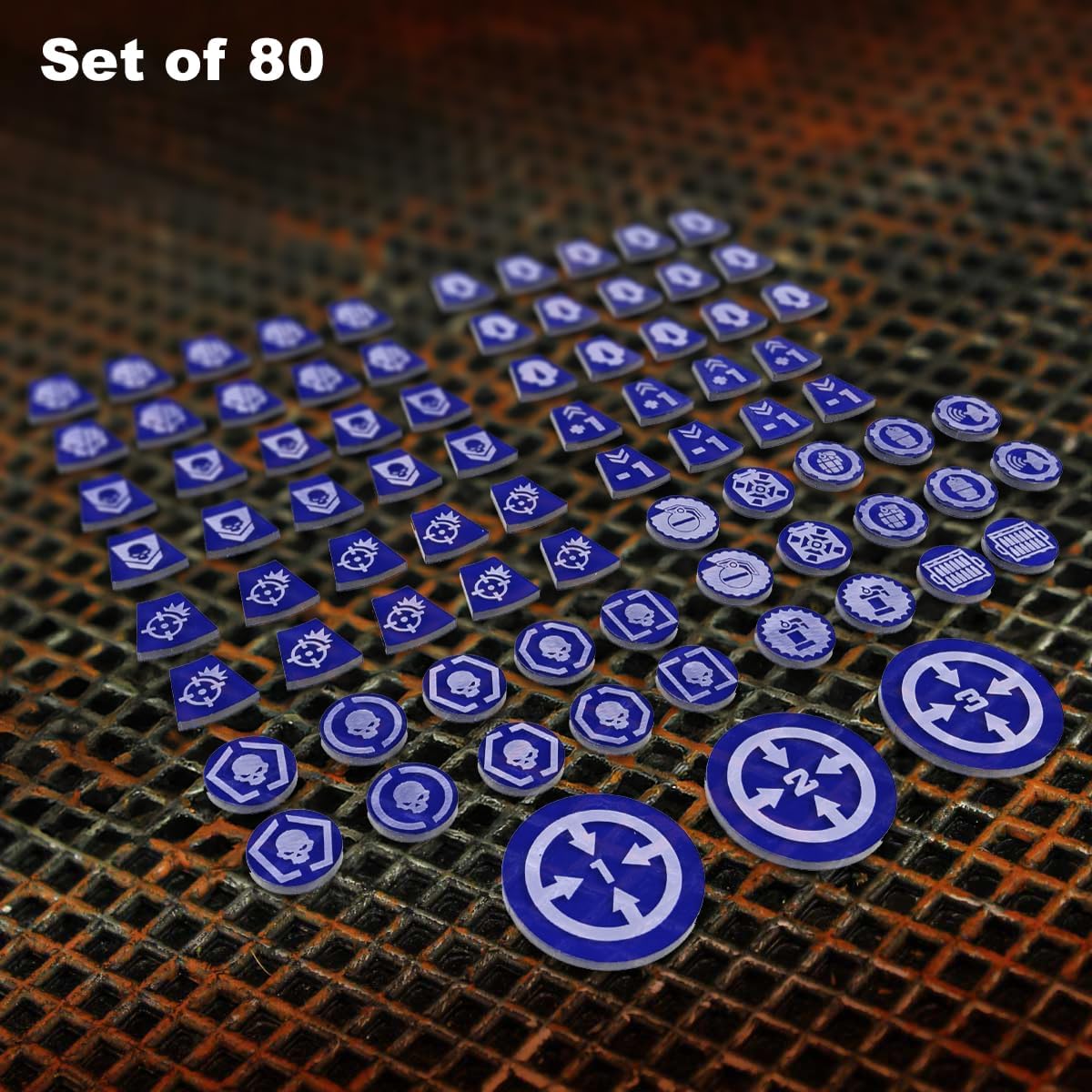 LITKO Single Player Token Set | Compatible with Warhammer Kill Team 3rd Edition | 2024 Universal WH:KT v3 Markers | Weapons, Grenade, Objective Indicator (Translucent Blue)