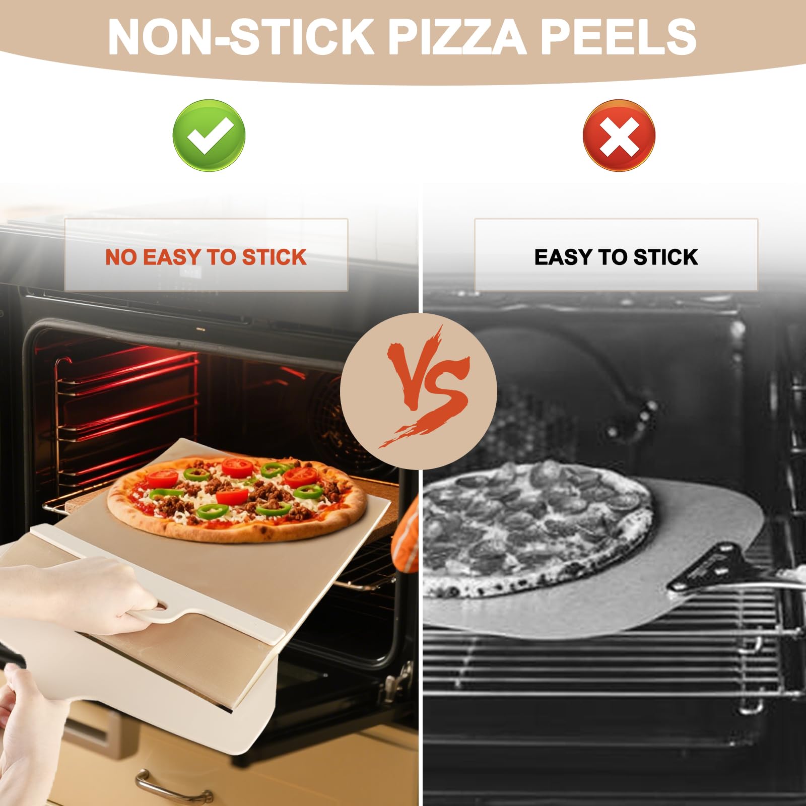 KITDAHOM Pala de pizza deslizante 58x30 cm – recubrimiento antiadherente – accesorio para pizza – pala giratoria antideslizante – multifuncional – ideal para hacer pizza