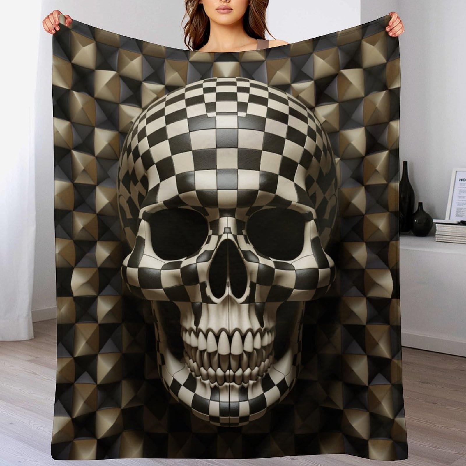 Crâne couverture polaire flannel douce pour lit chaud et moelleux | Plaid canapé 100x130