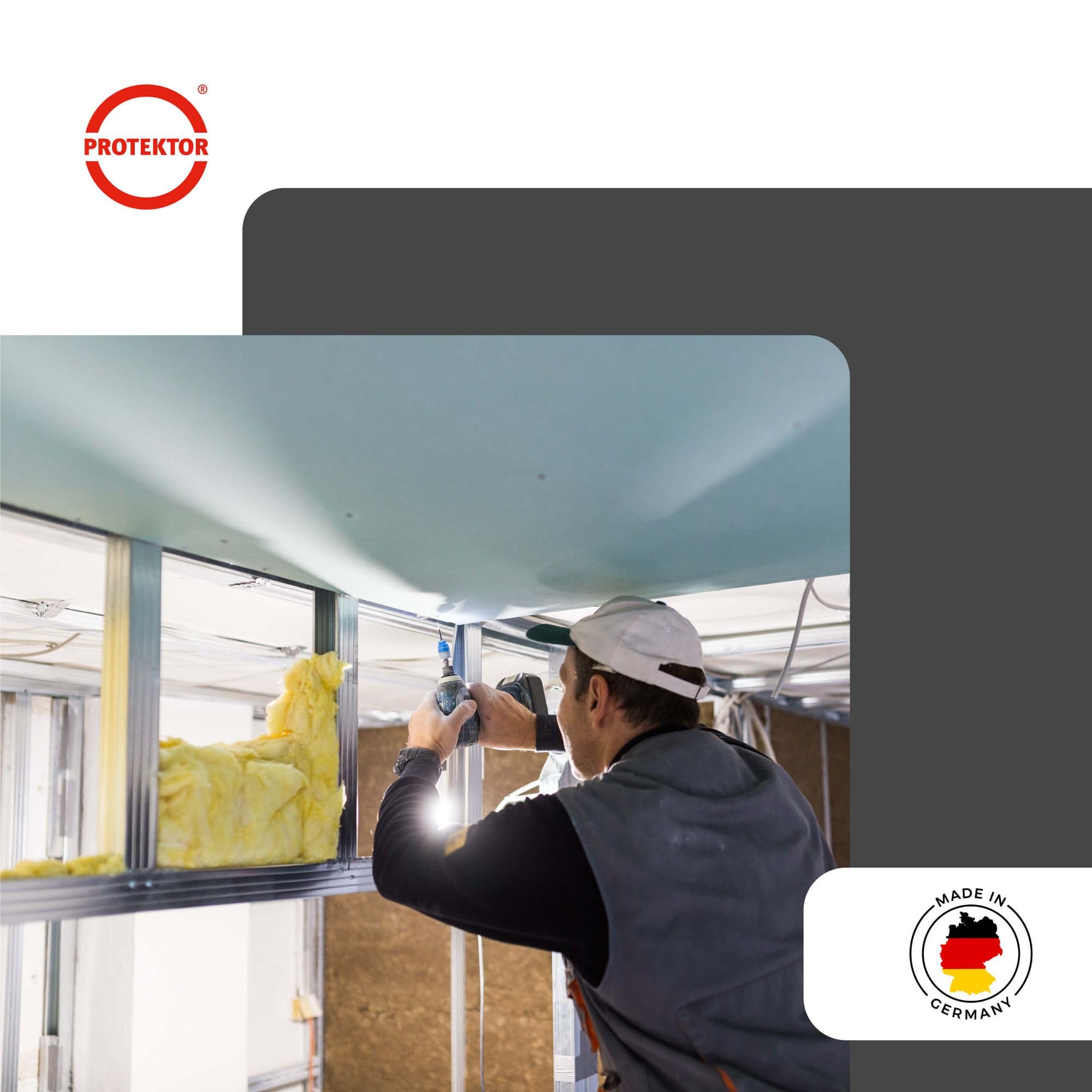 PROTEKTOR 100x Colgador directo plano 6159 125mm acero galvanizado | Colgador de techo para perfiles CD 60/27, paneles de yeso, fijación directa al techo rugoso