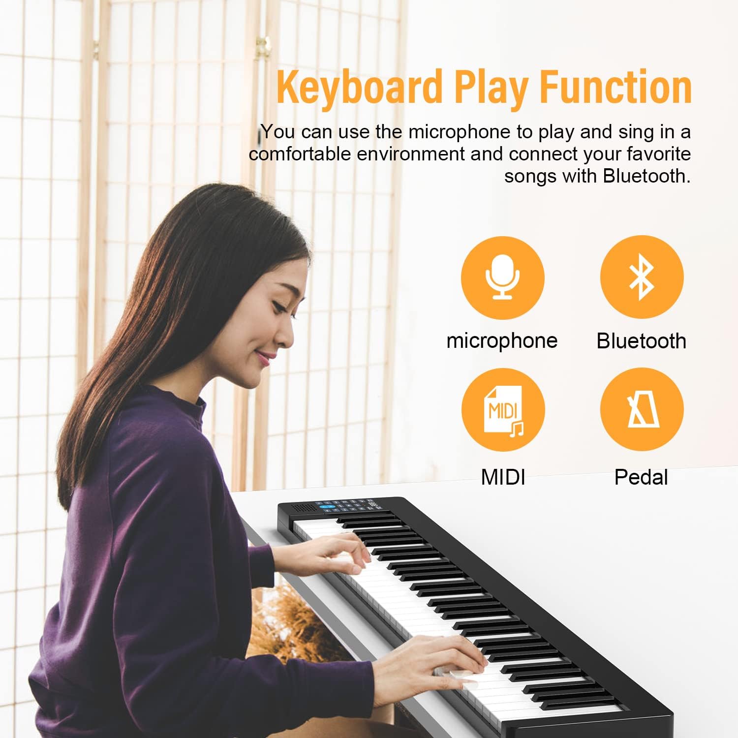 Keyboard Play Function with Bluetooth and MIDI