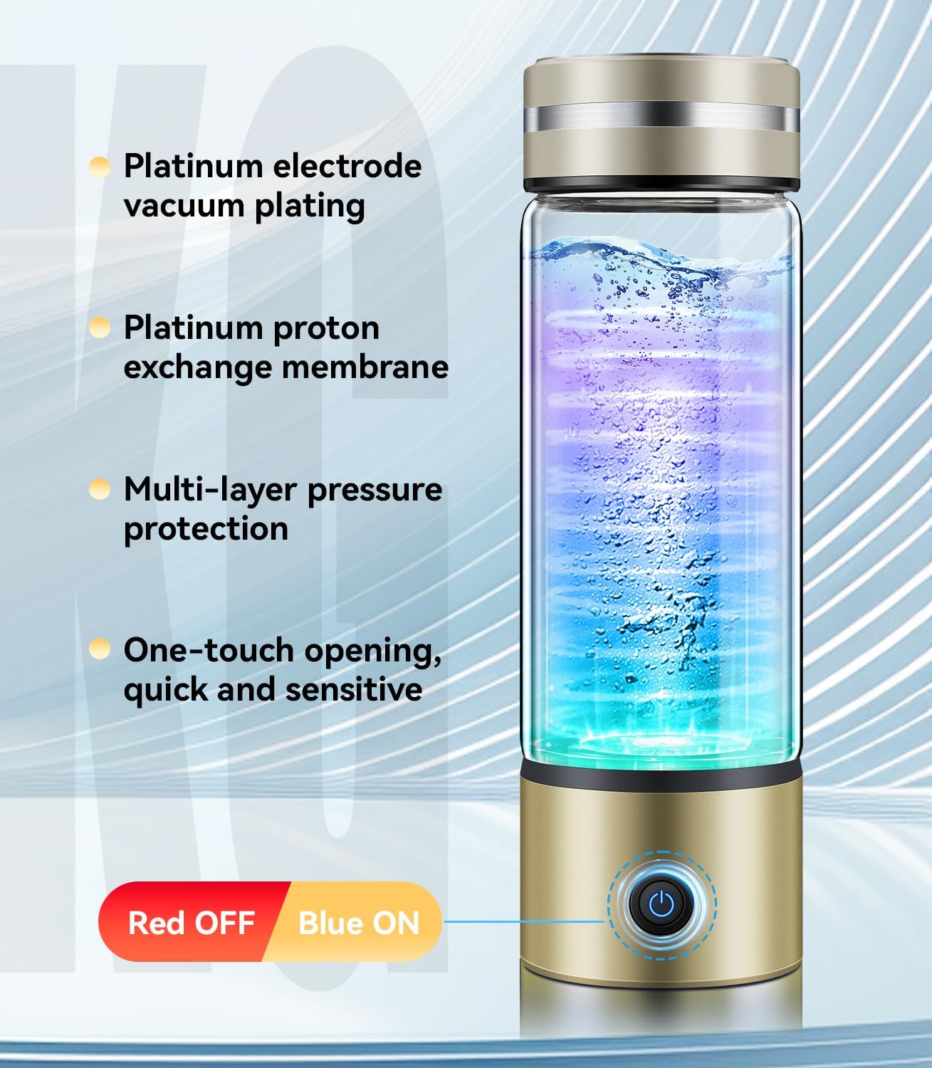 Générateur de bouteille d'eau à hydrogène 5.0 【 Verrouillage à hydrogène 8 heures N°1 】 Bouteille d'eau à hydrogène avec PEM SPE TOP