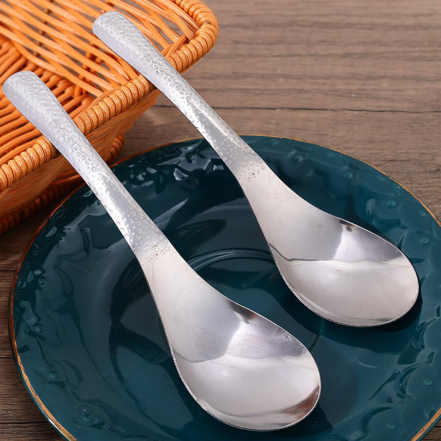 Ultimate | 4 PCS Stainless Steel Hammered Surface Dinner Spoons Set, Table Spoon Dessert Spoons for Home, Kitchen or Restaurant 2026 - view 1