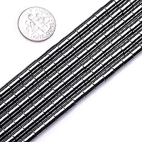 Vista 4 de HAAMIIQII 65 cuentas sueltas de hematita negra natural de 0.157 x 0.236 pulgadas, cuentas de piedra espaciadora cilíndrica para hacer joyas