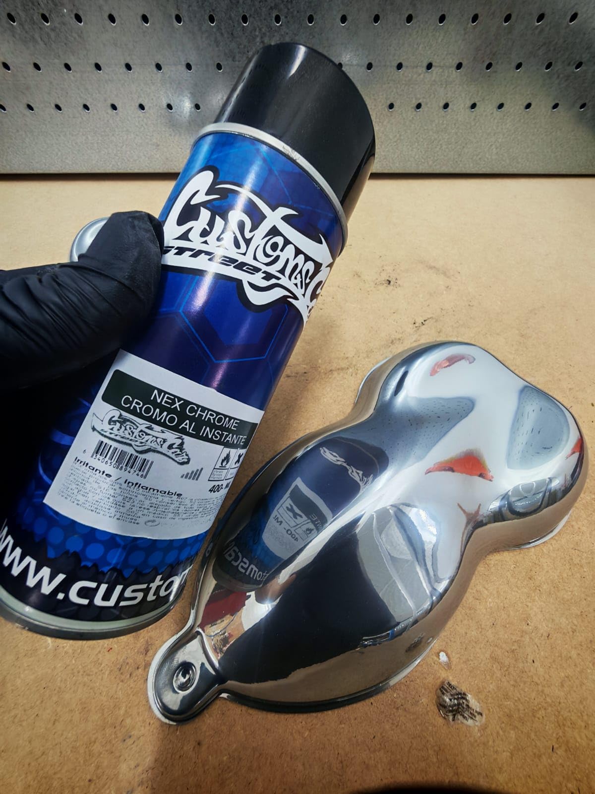 CustomCar Pintura Cromada Nex Chrome, Efecto Espejo Monocapa, Aerosol 400 ml, para Ópticas faros y Superficies Múltiples