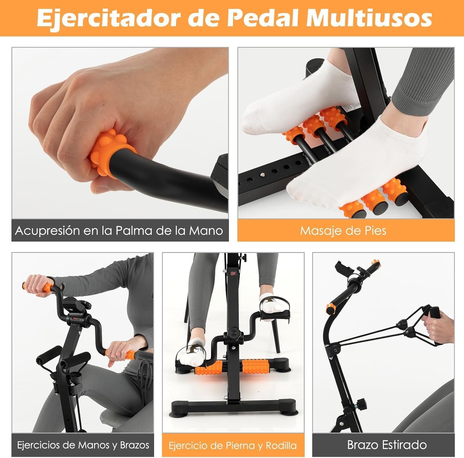 GYMAX Pedales Estaticos, Pedales Estaticos Personas Mayores de Brazos y Piernas, Pedaleador para Ancianos con Pantalla LCD, Resistencia Altura Ajustable, Ejercicio, Rehabilitación para Personas Mayore