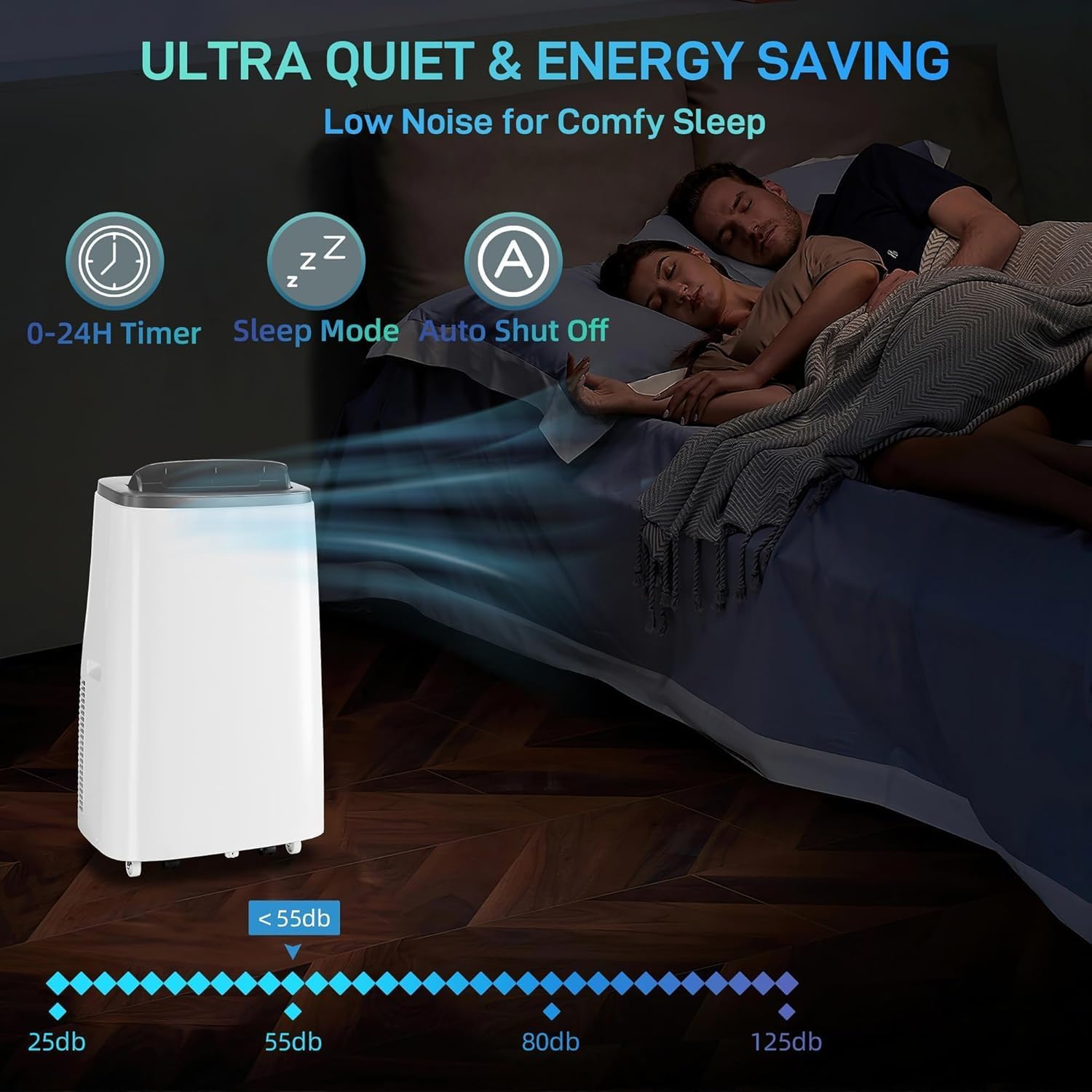 14000 BTU Portable Air Conditioner, 4-In-1 Quiet Portable AC Unit Up to 750 Sq. Ft, Portable Ac With Cooling, Fan, Dehumidifier,Energy Saving & Remote Control, for Rooms/Living Room, Black Top