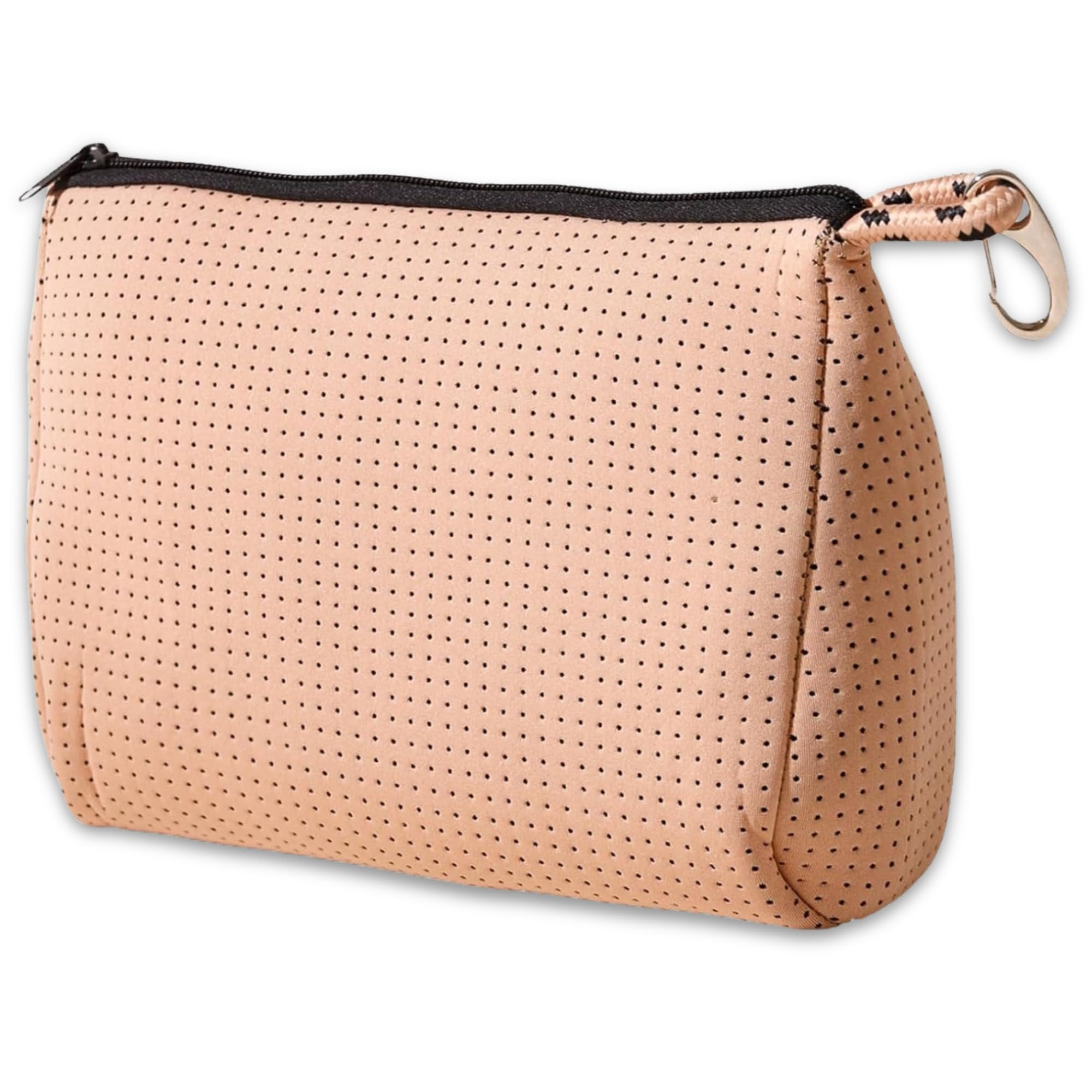 POPUPS Large Makeup Bag with Zipper, Tan - Waterproof Neoprene Cosmetic Bag 7.7 x 10.75 x 5 inches