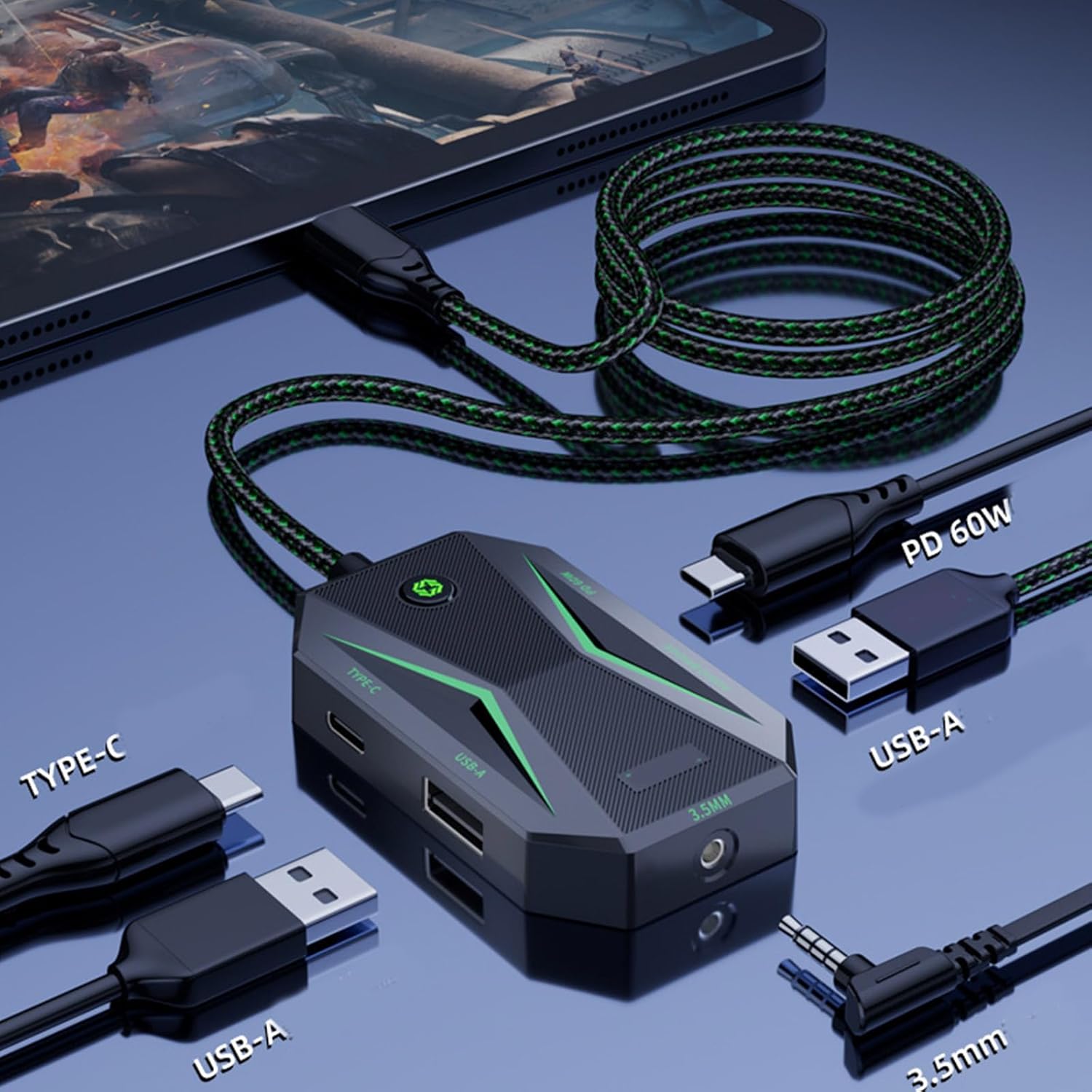 5 in 1 拡張ドック 70cm ケーブル GS4 イヤホン用 タイプC アダプター オフィス 勉強 エンターテイメント アプリケ