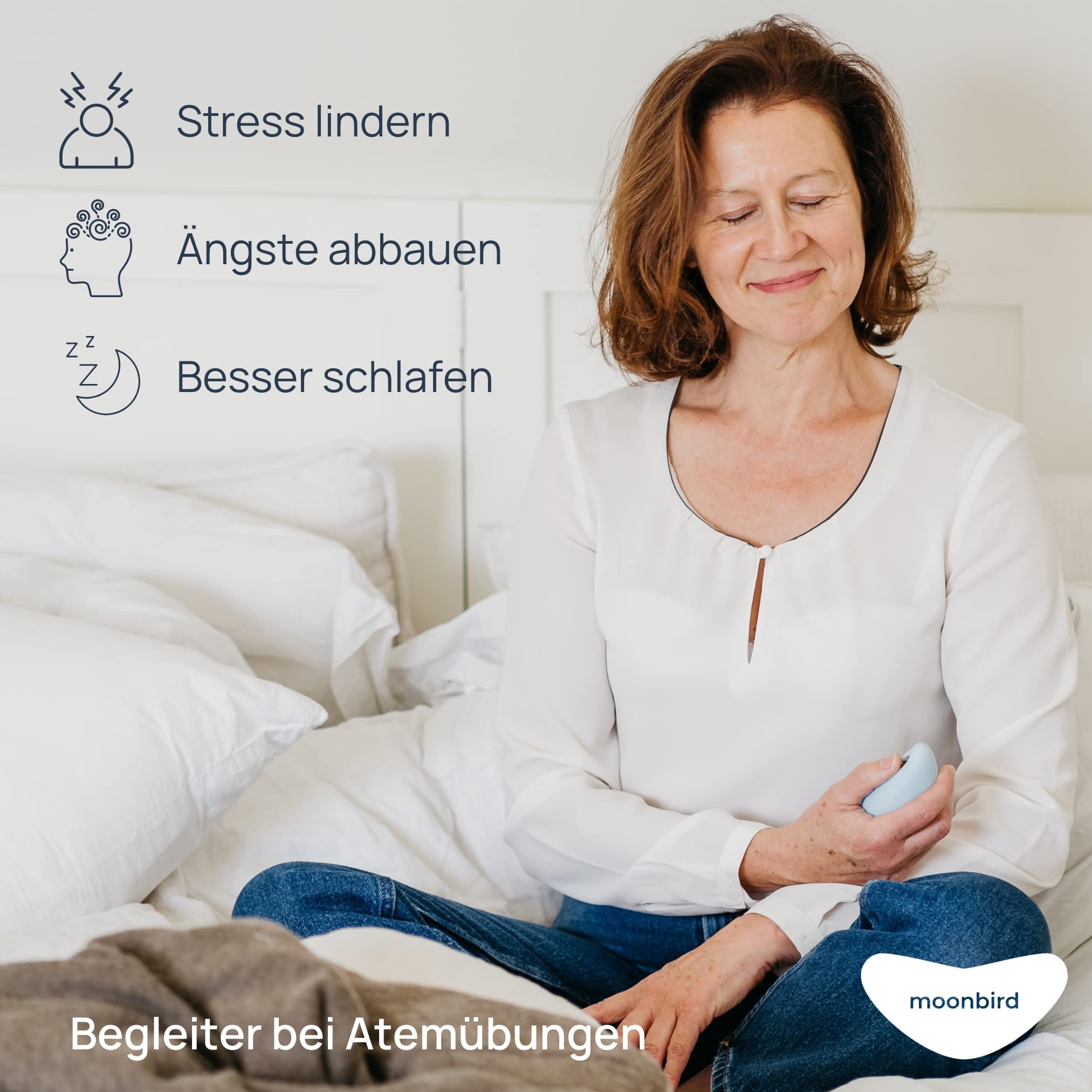 Moonbird Atem- und Meditationsgerät Einschlafhilfe Erwachsene Stressreduzierung Angstlinderung Himmelblau